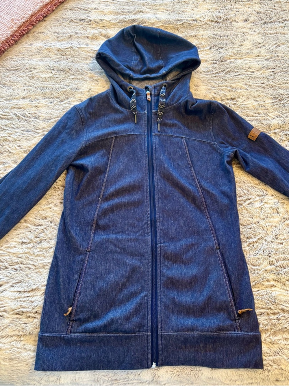 Roxy Navy Hooded Zip-Up Denim-Style Jacket